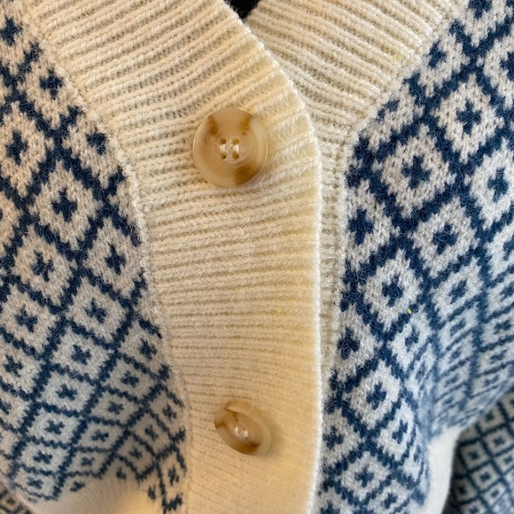 Cider Navy and Cream Diamond Knit Cardigan - Picture 9 of 11